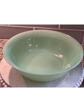 Fire-King Oven Ware Jadeite Green Jane Ray Lg Round Vegetable Bowl 8-1/4" D